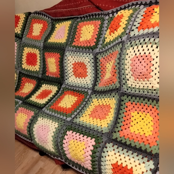 Handmade hand crafted crocheted 48 x 73 Brand new freshly made colorful blanket - Picture 2 of 3
